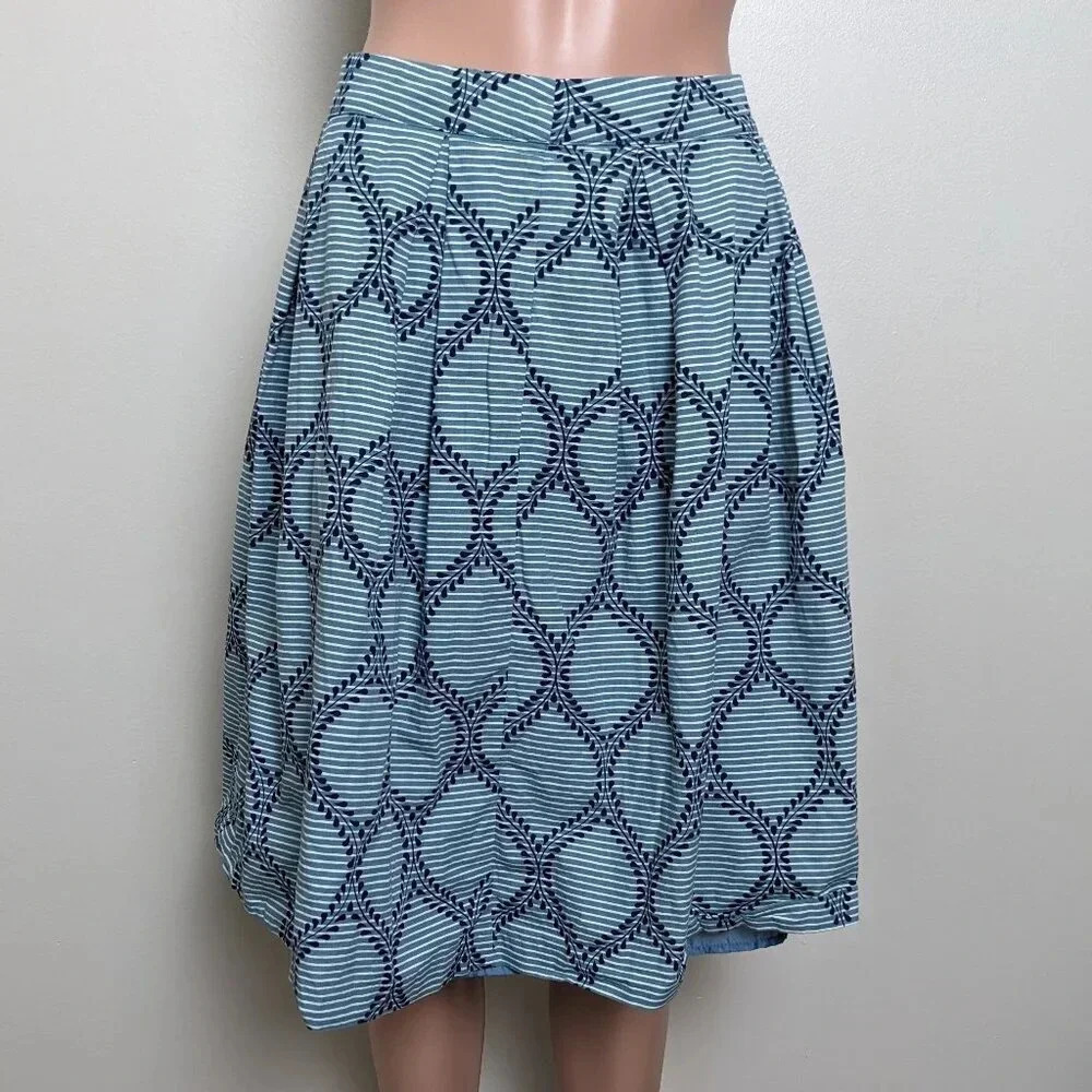 Vintage De Collection Skirt A-line Full Pleated Cotton Blue XS Mod Academia